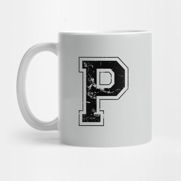 Initial Letter P Black Jersey Sports Athletic Player by porcodiseno